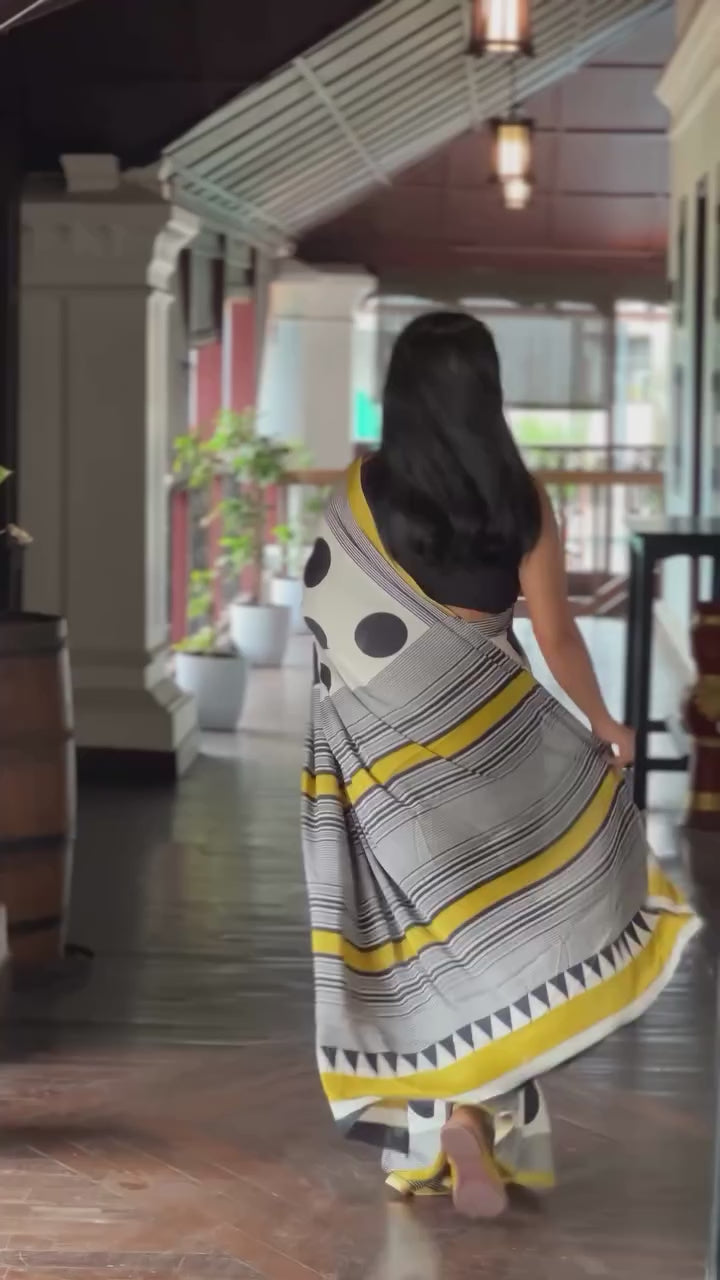 Wheat Color Handcrafted Ajrakh Saree| Festive & Wedding Wear