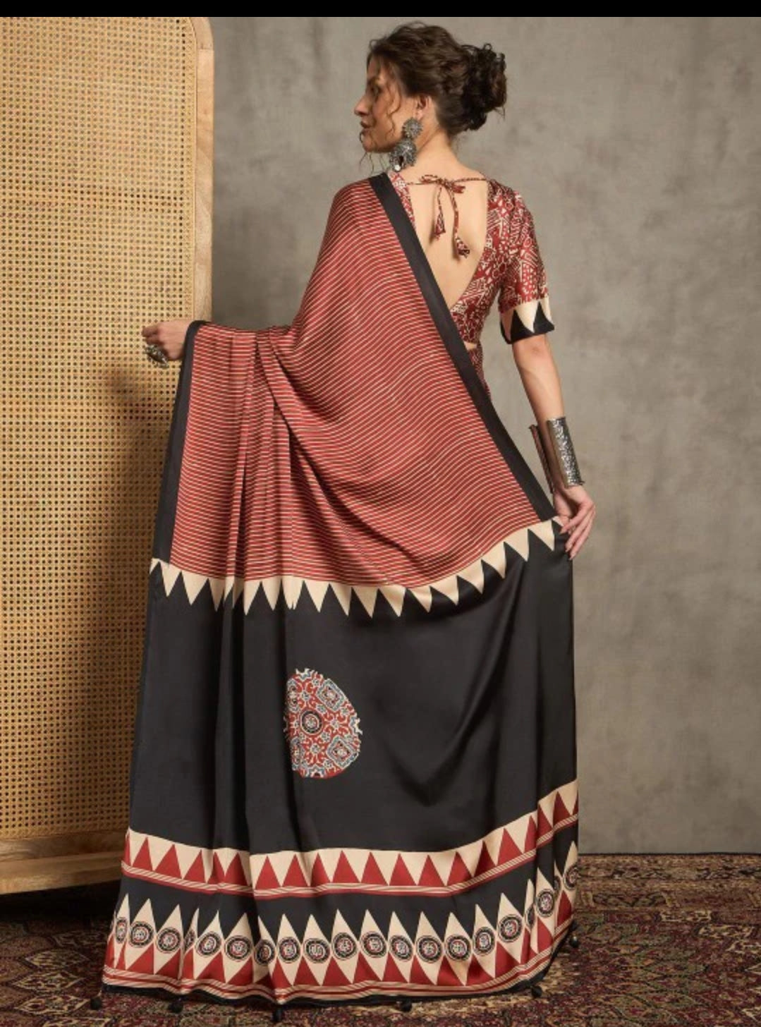 Crimson Echoes: The Modern Heritage ajrakh Saree