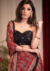 MAROON COLOR AJRAKH SAREE