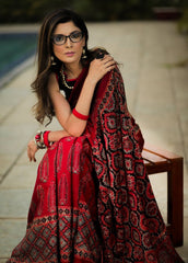 EXCLUSIVE MAROON COLOR AJRAKH SAREE