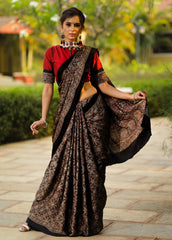 EXCLUSIVE BLACK COLOR AJRAKH SAREE
