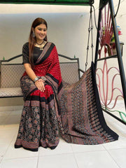 Ajrakh Modal Silk Premium Saree
